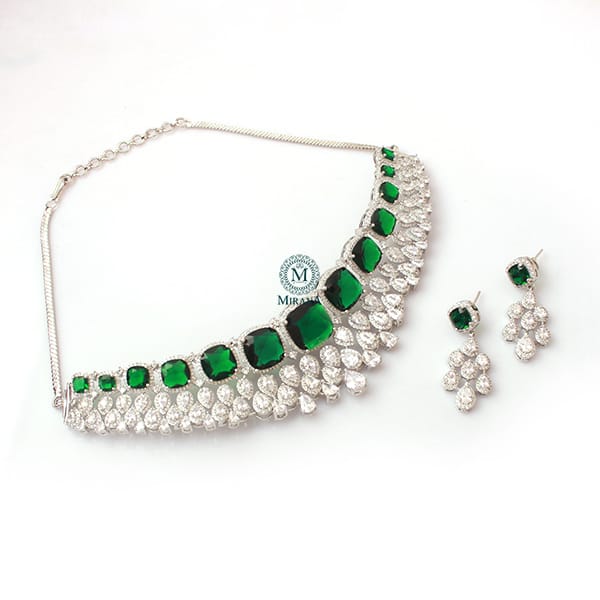 Namra Emerald Green CZ Designer Choker Set