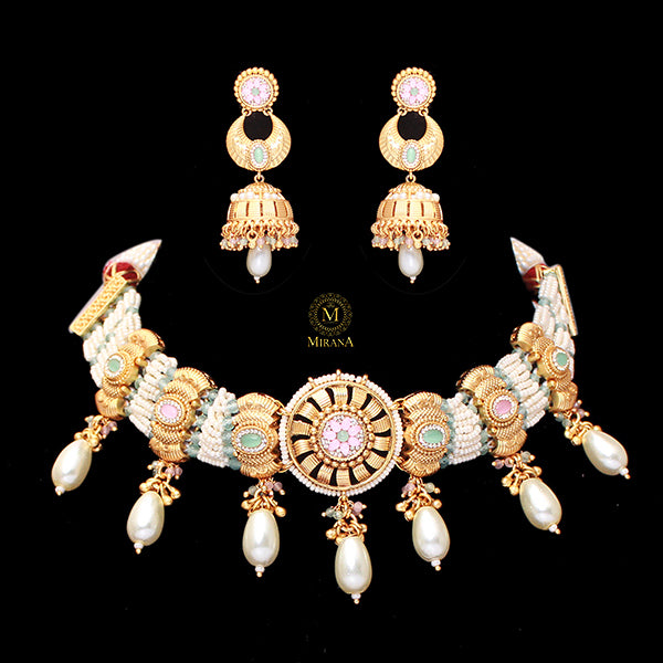 Anuti Pearl Antique Designer Choker Set