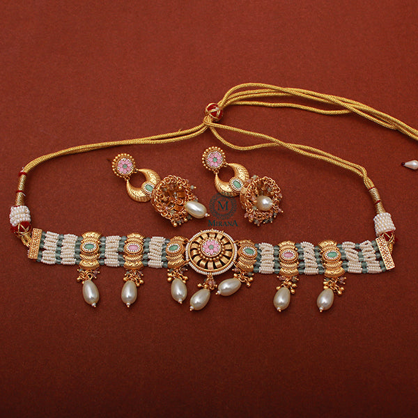 Anuti Pearl Antique Designer Choker Set