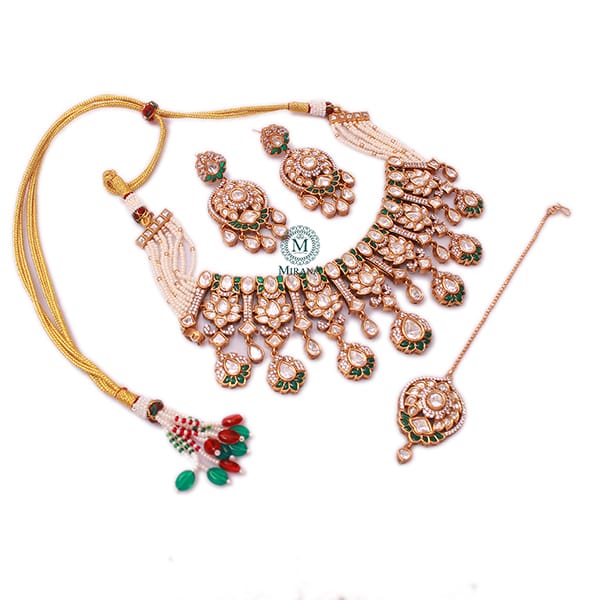 Amrai Emerald Green Polki Designer Choker Set