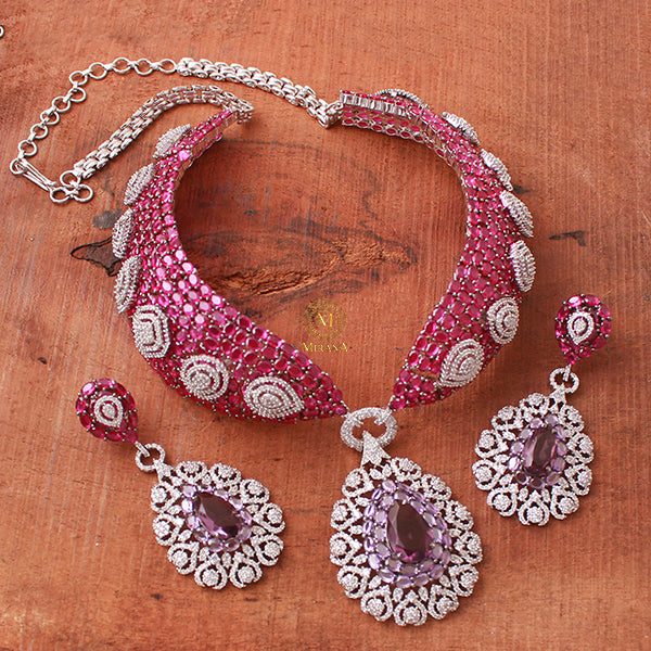 Cindrella Diamond Polki CZ Designer Choker Set