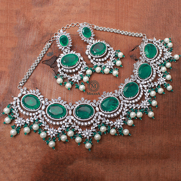 Verocia Emerald Green Pearl Designer Choker Set