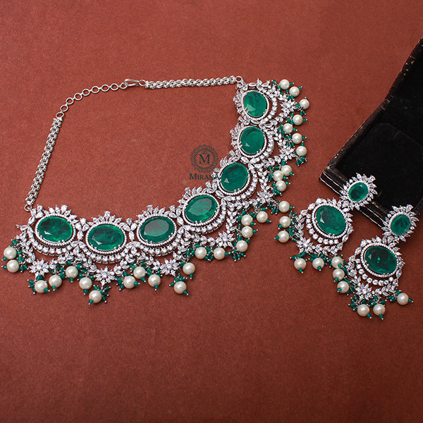 Verocia Emerald Green Pearl Designer Choker Set