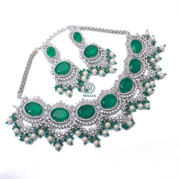 Verocia Emerald Green Pearl Designer Choker Set