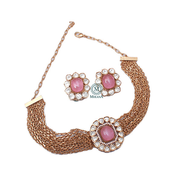 Vushi Pastel Pink Moissanite Choker Set