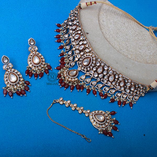 Mohita Ruby Pearl Polki Designer Choker Set