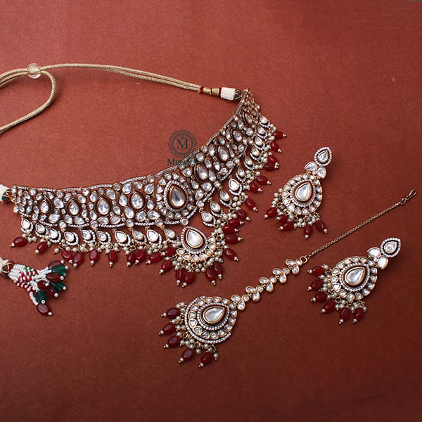 Mohita Ruby Pearl Polki Designer Choker Set