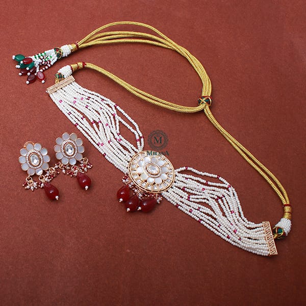 Nishi Ruby Polki MOP Designer Choker Set