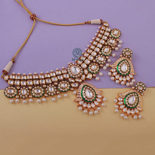 Aanandi Emerald Green Polki Designer Choker Set