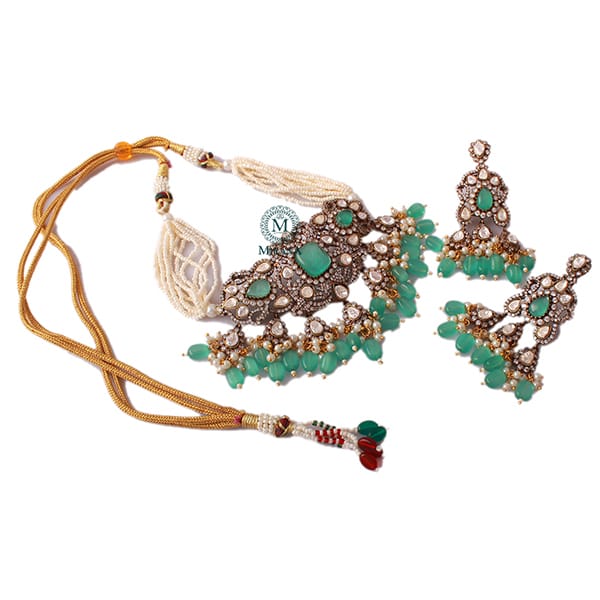 Aarushi Pastel Green Pearl Designer Choker Set