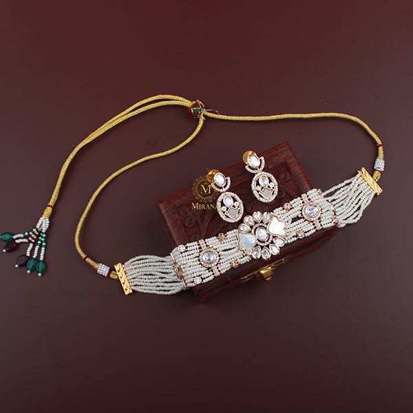 Mishti Ivory Polki Designer Choker Set