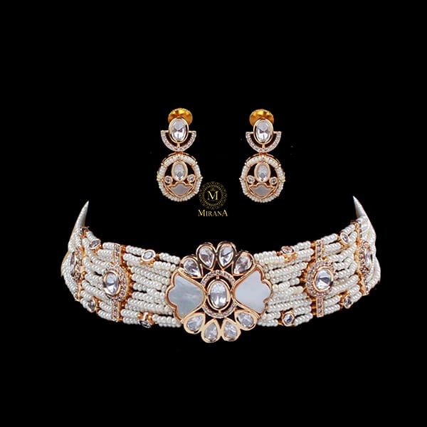 Mishti Ivory Polki Designer Choker Set