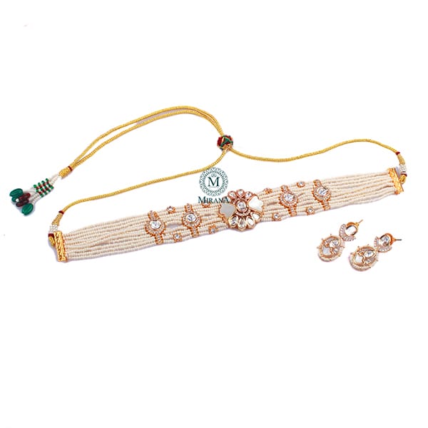 Mishti Ivory Polki Designer Choker Set