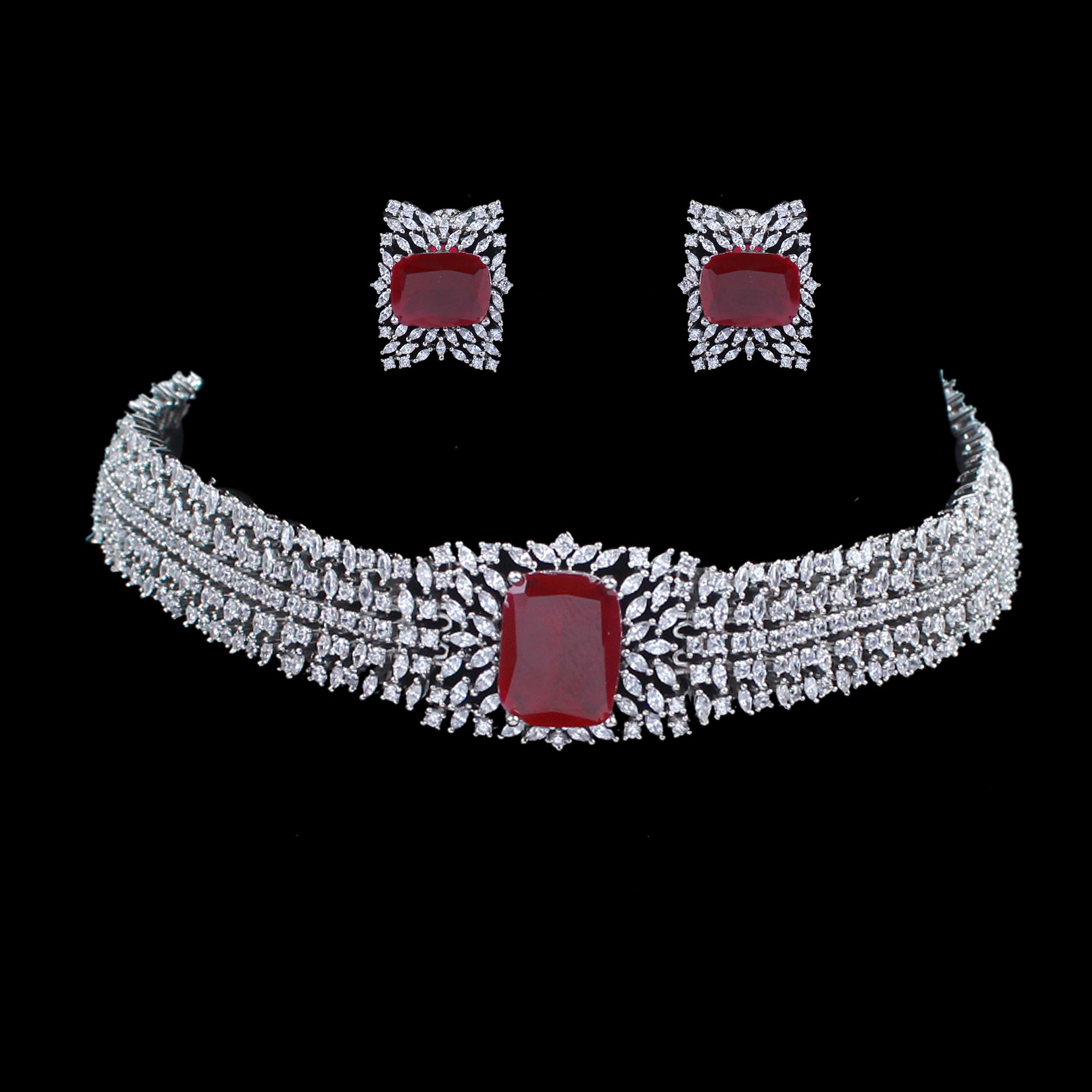 Simi Ruby CZ Designer Choker Set