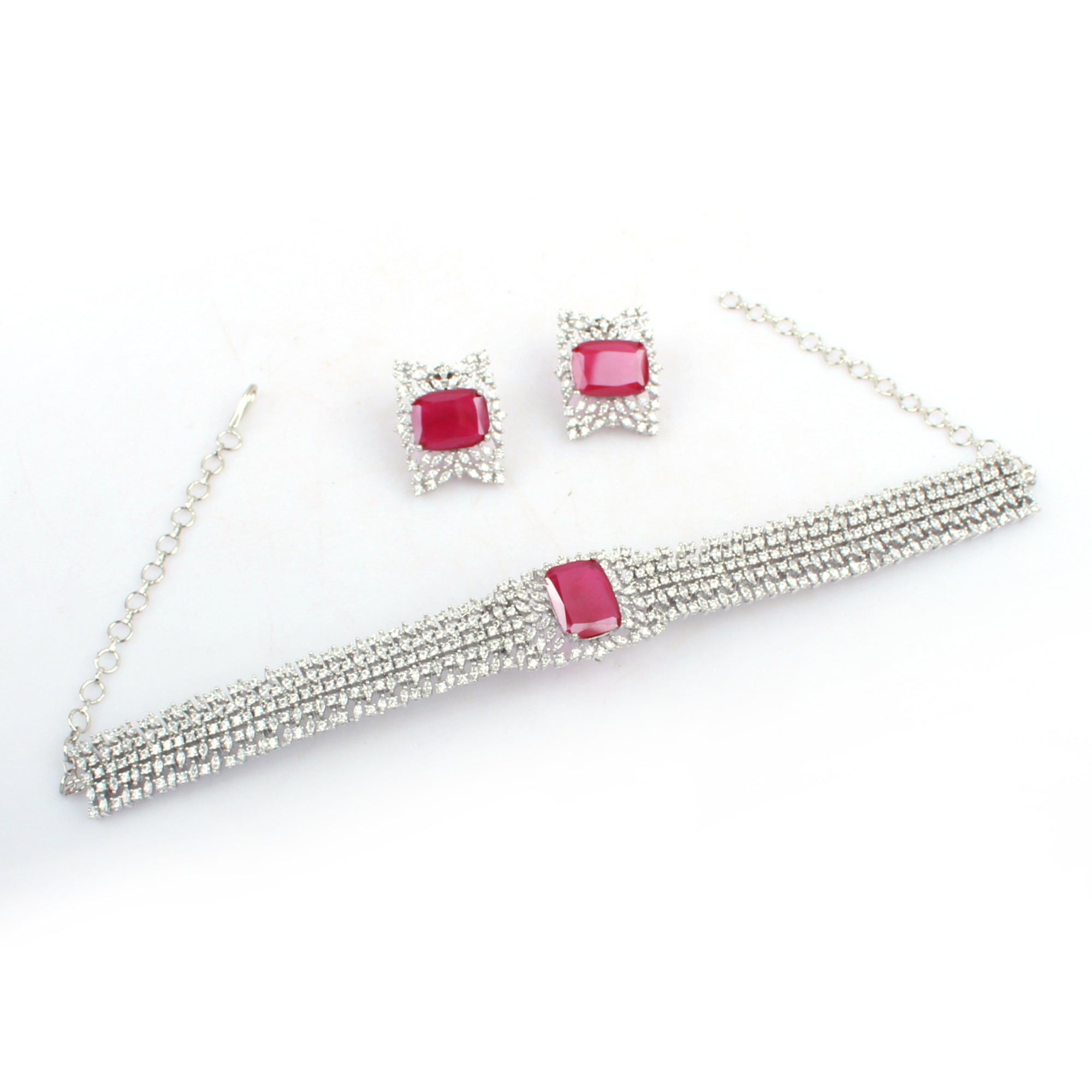 Simi Ruby CZ Designer Choker Set