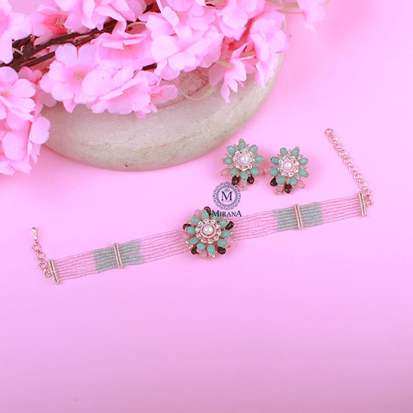 Zuri Multi Fusion CZ Designer Choker Set