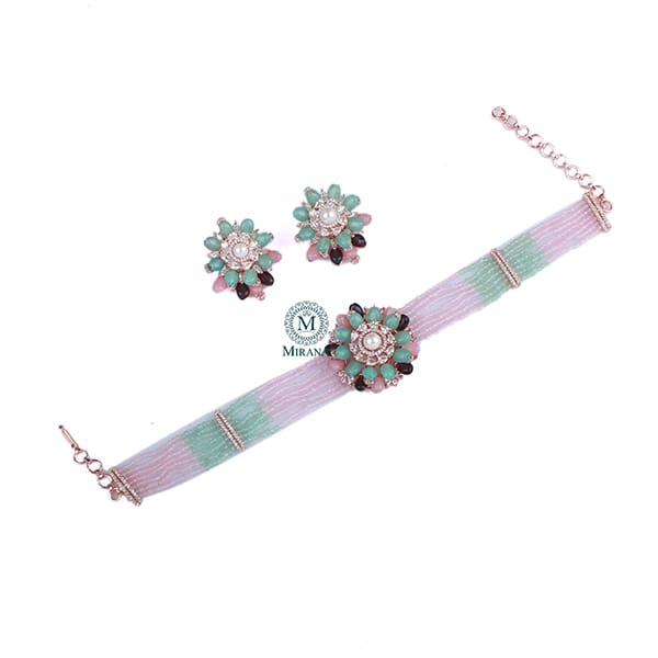 Zuri Multi Fusion CZ Designer Choker Set