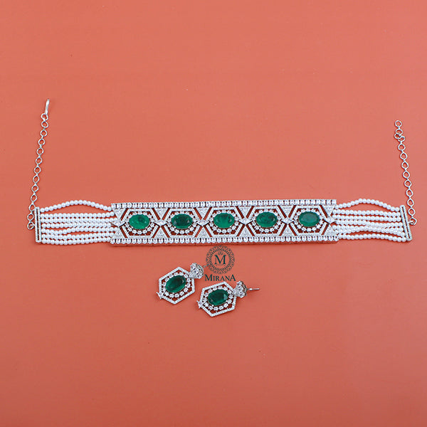 Silvi Emerald Green CZ Designer Choker Set