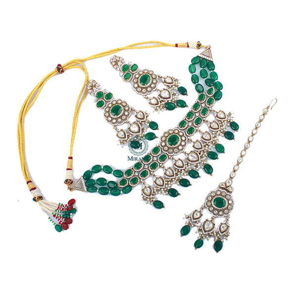 Vedika Emerald Green Polki Designer Choker Set