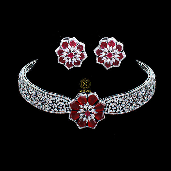 Cerina Ruby CZ Designer Choker Set