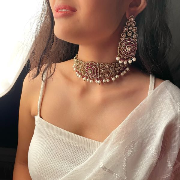 Gulaabo Polki Designer Choker Set