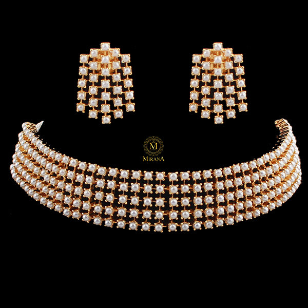 Aakanksha Pearl Jadau Designer Choker Set