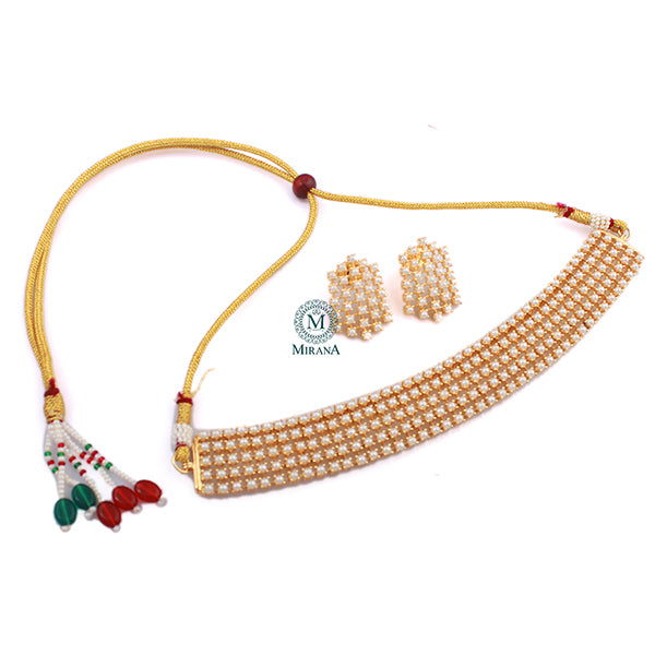 Aakanksha Pearl Jadau Designer Choker Set