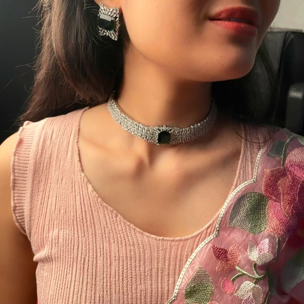 Simi Emerald Green CZ Designer Choker Set