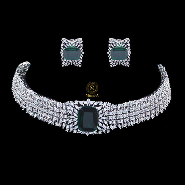 Simi Emerald Green CZ Designer Choker Set