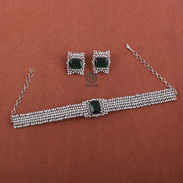 Simi Emerald Green CZ Designer Choker Set