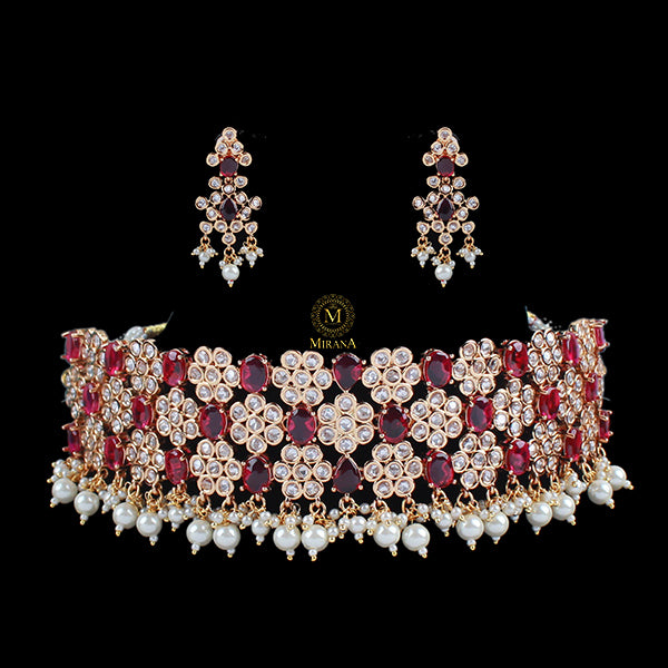 Taniya Ruby Polki Designer Choker Set