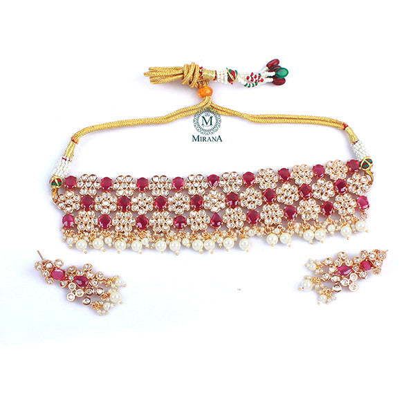 Taniya Ruby Polki Designer Choker Set