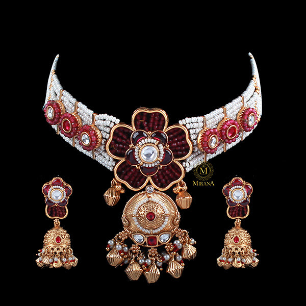 Gulaab Ruby Antique Designer Choker Set