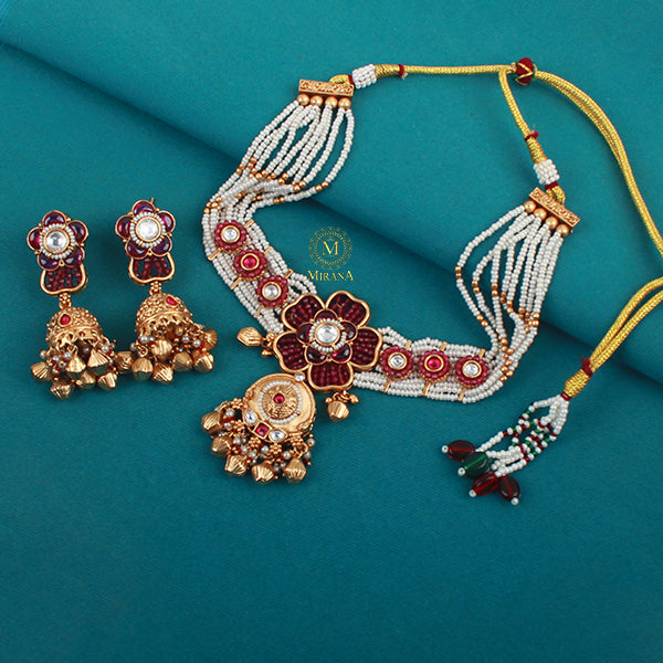 Gulaab Ruby Antique Designer Choker Set