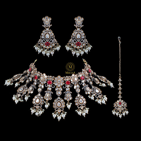 Shikha Pink Polki Designer Choker Set