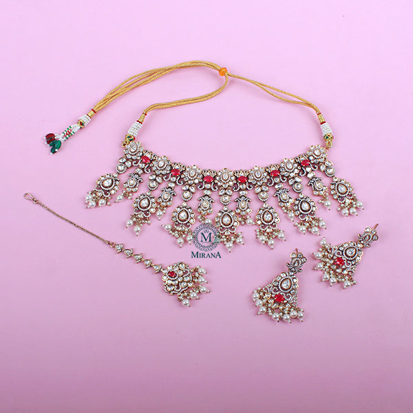 Shikha Pink Polki Designer Choker Set