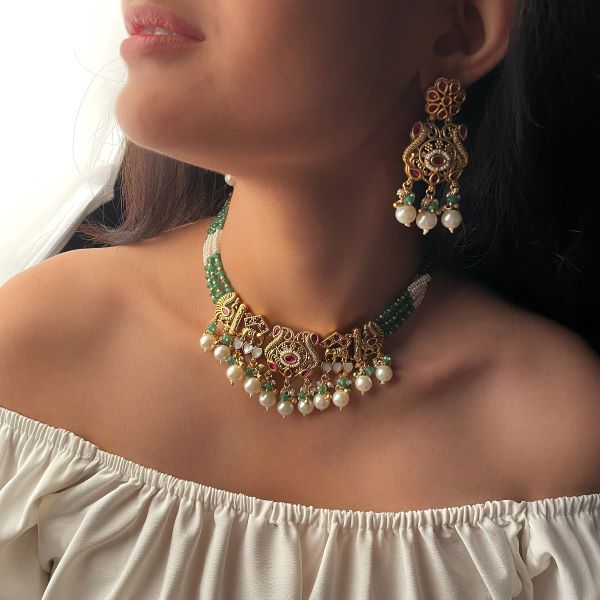 Dharya MOP Antique Designer Choker Set