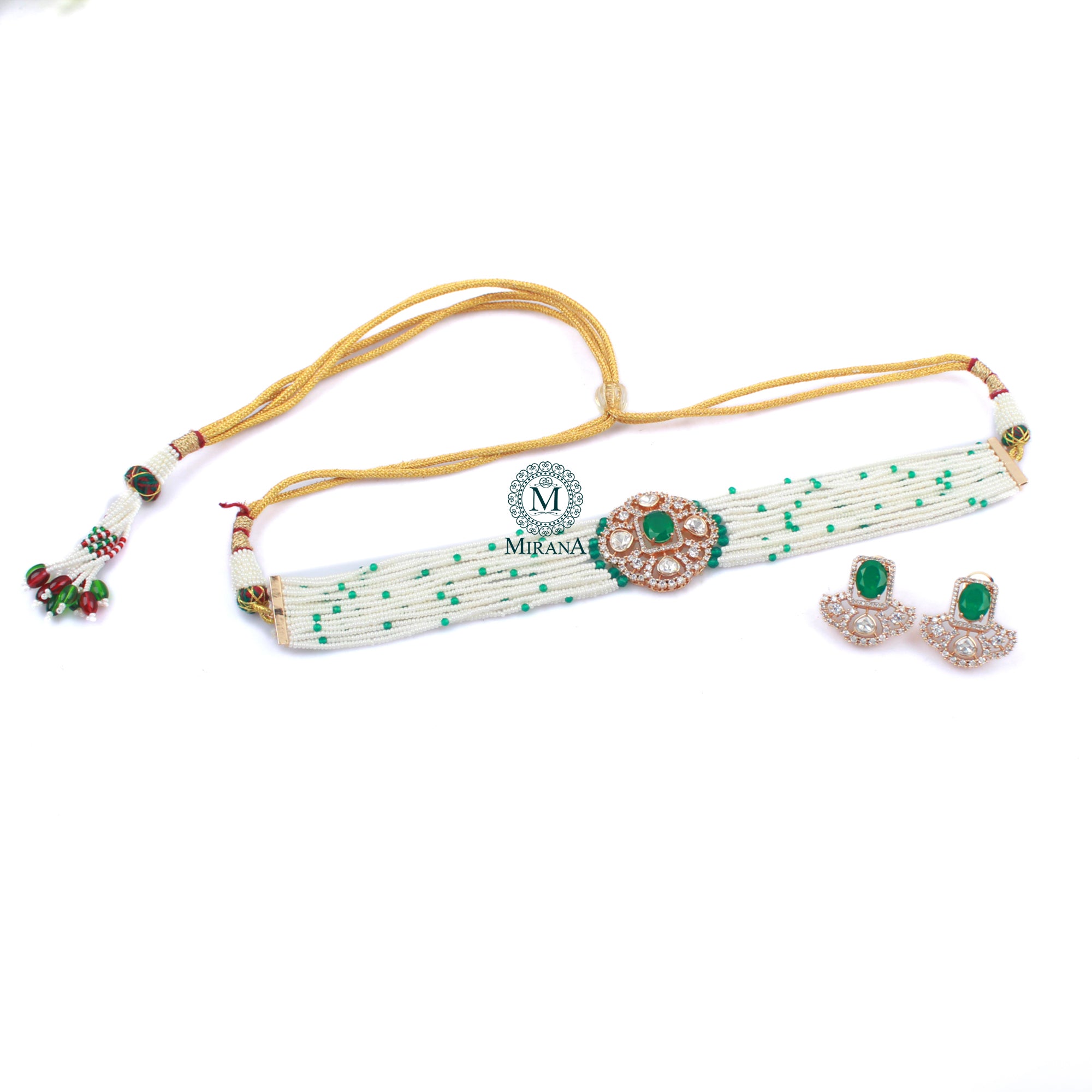 Reesha Emerald Green Polki Choker Set