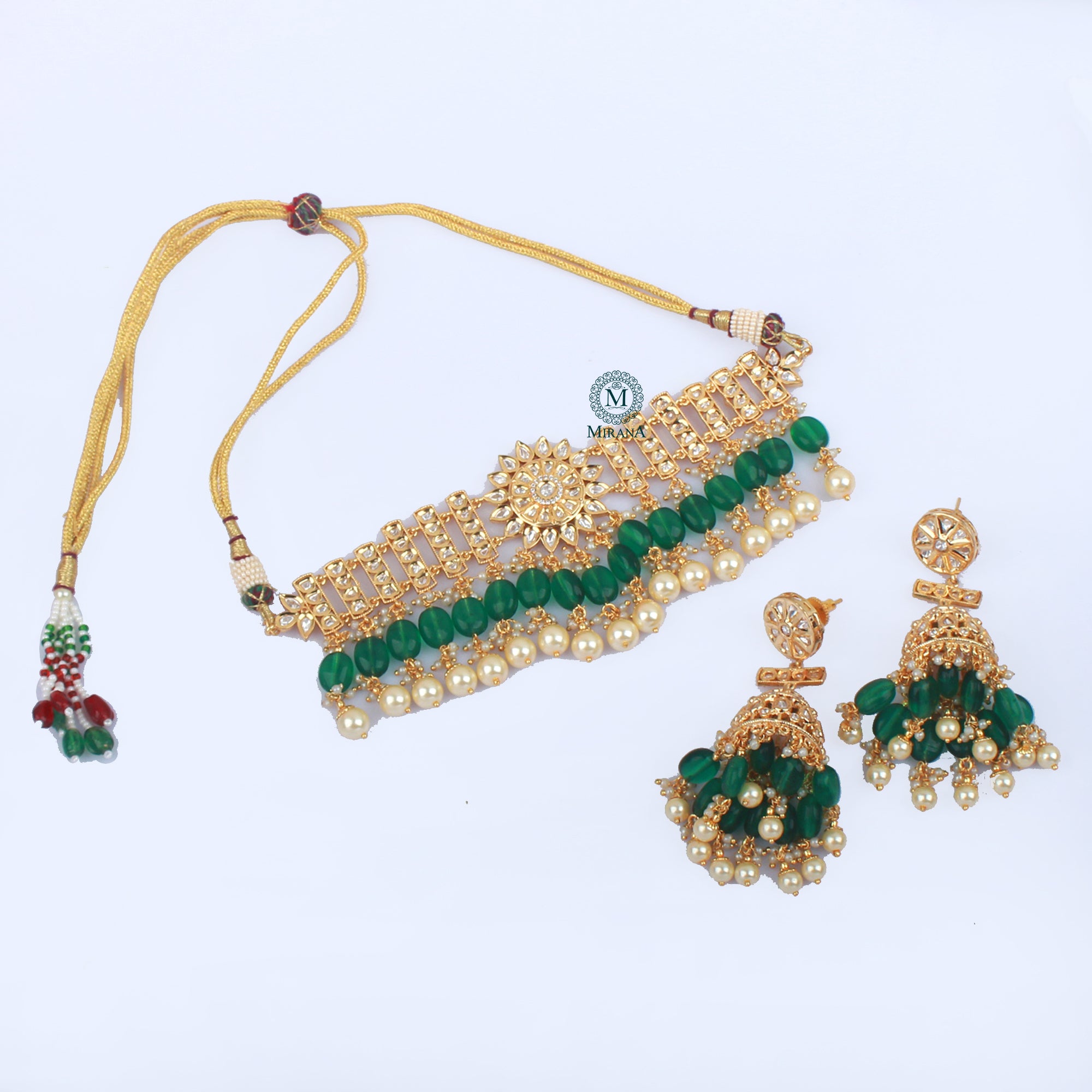 Shruti Emerald Green Polki Choker Set