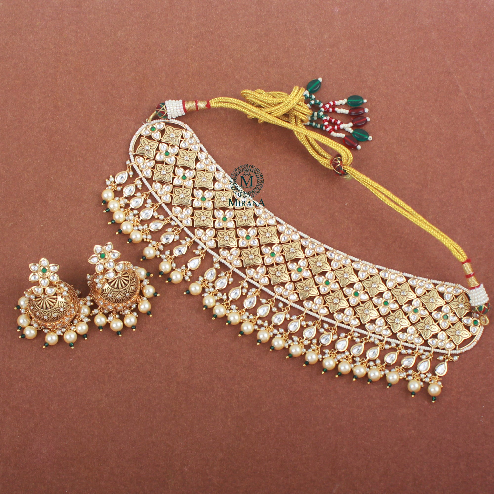 Ishanya Emerald Green Polki Choker Set
