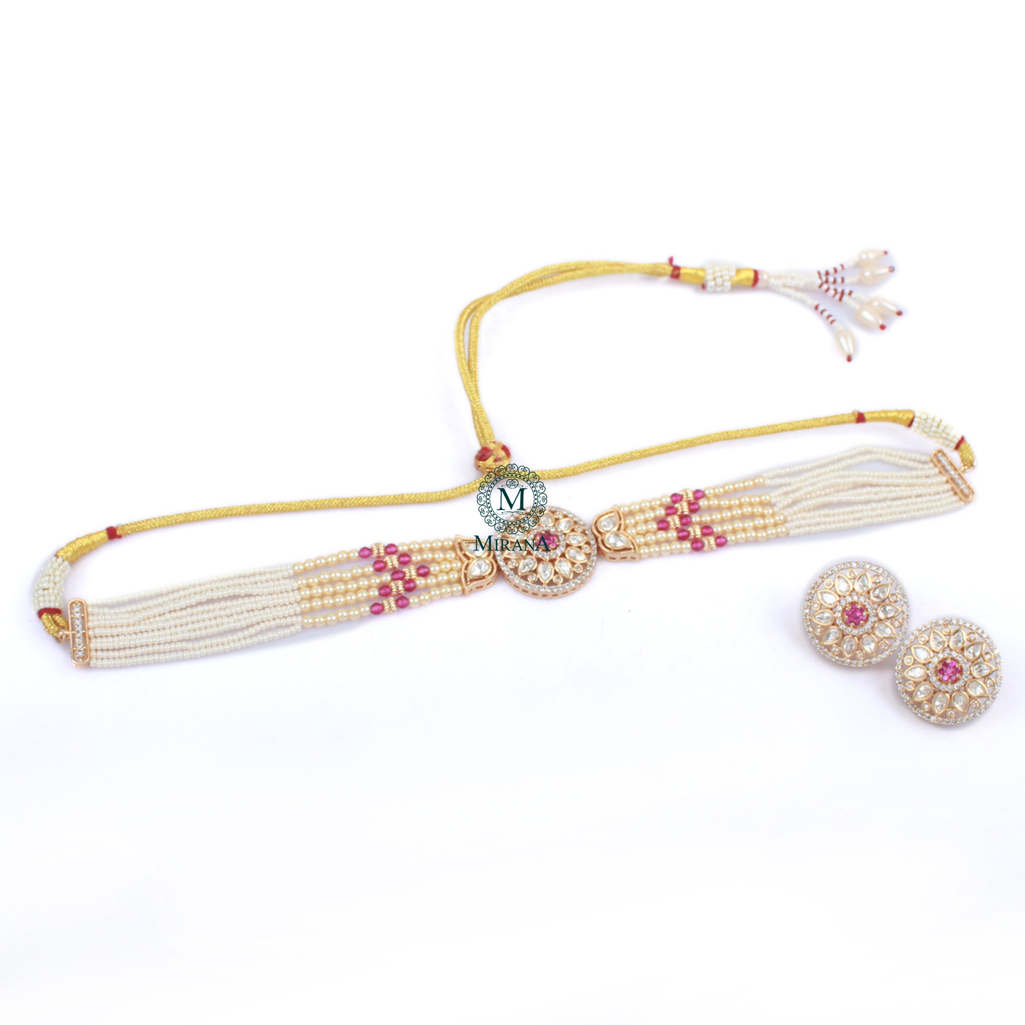 Aisha Ruby Polki Designer Choker Set