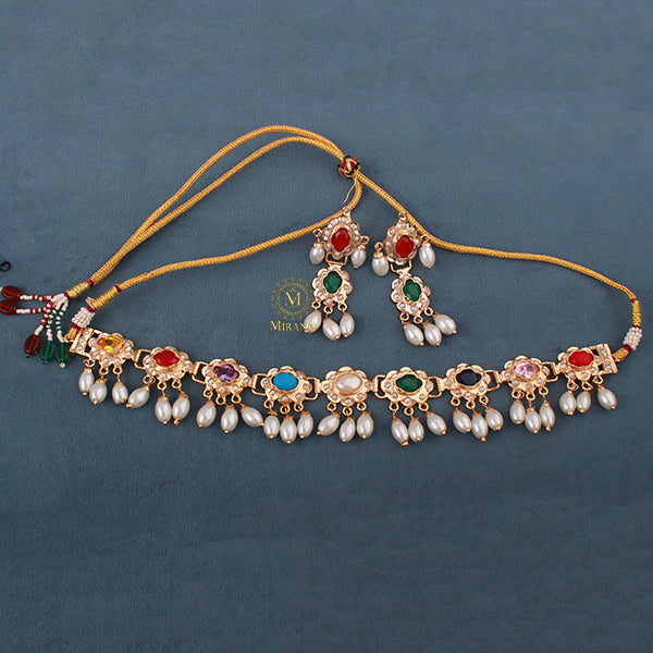Hiya Navratan Jadau Designer Choker Set