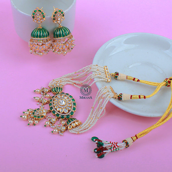 Shubhangi Emerald Green Polki Choker Set