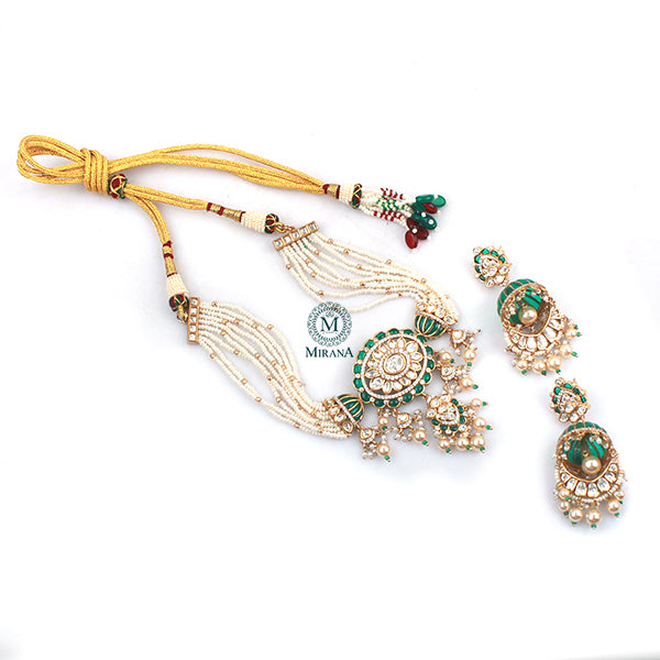 Shubhangi Emerald Green Polki Choker Set
