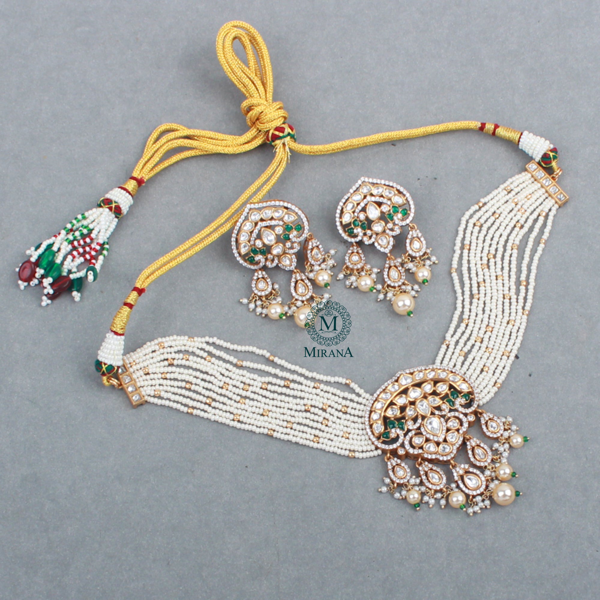 Kashmira Emerald Green Polki Choker Set