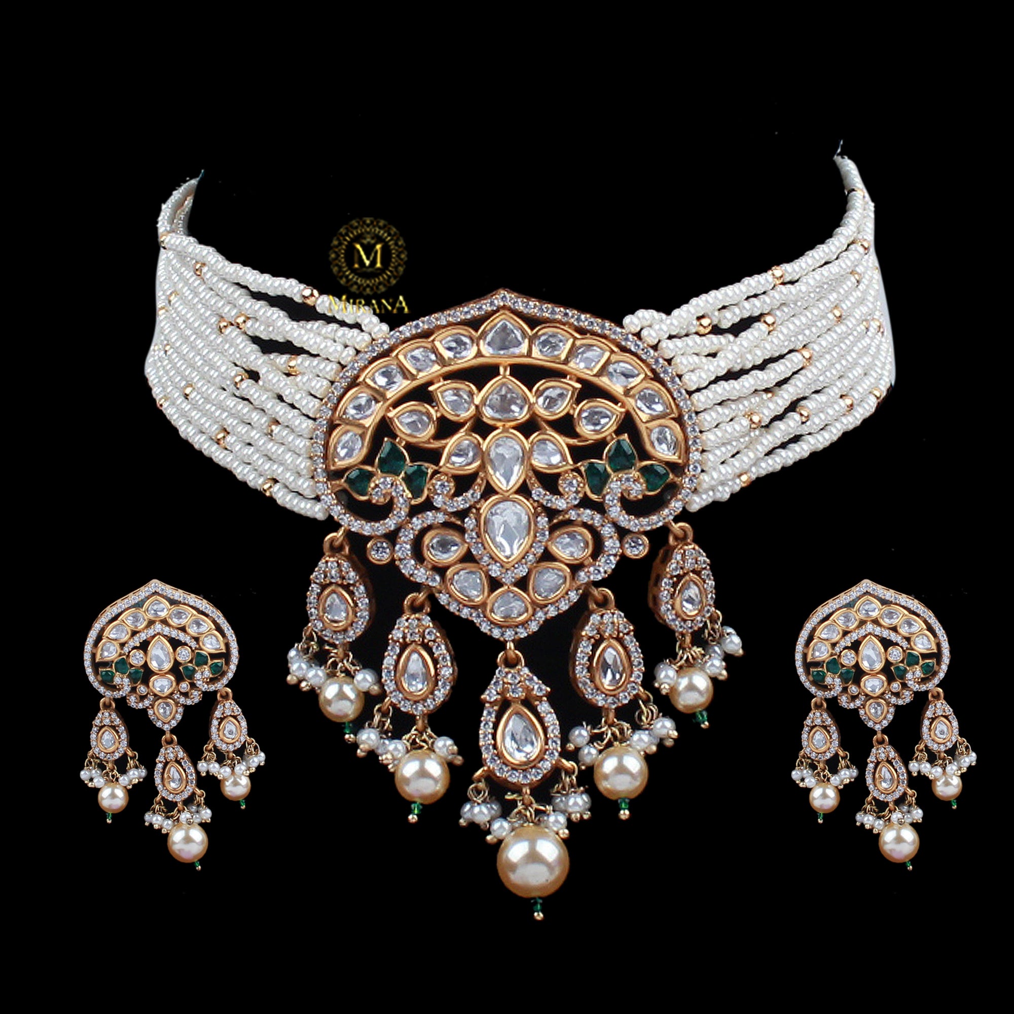 Kashmira Emerald Green Polki Choker Set