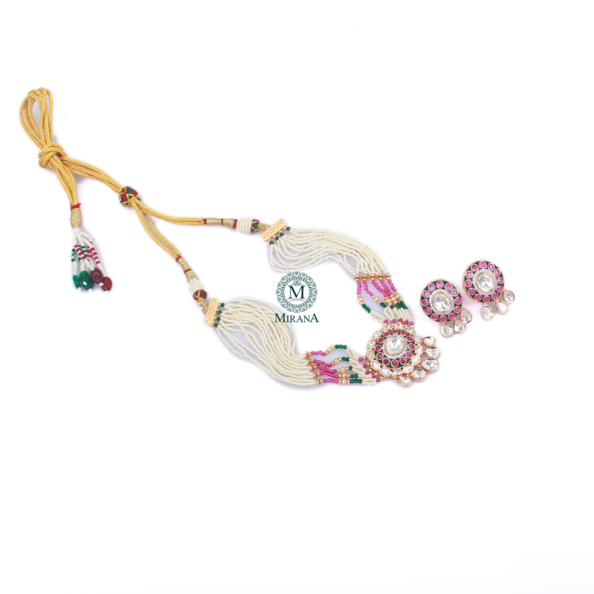 Madhvi Ruby Green Polki Designer Choker Set