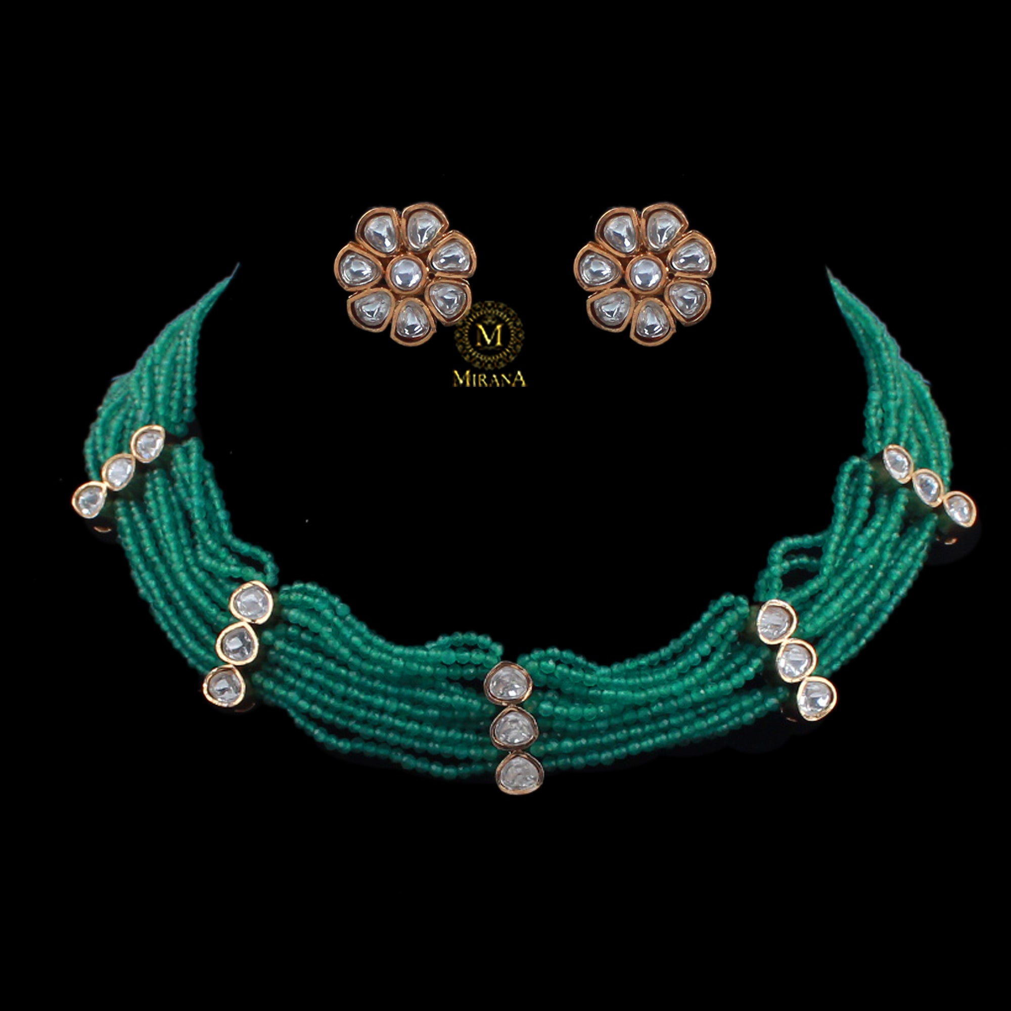 Saani Green Moissanite Designer Choker Set