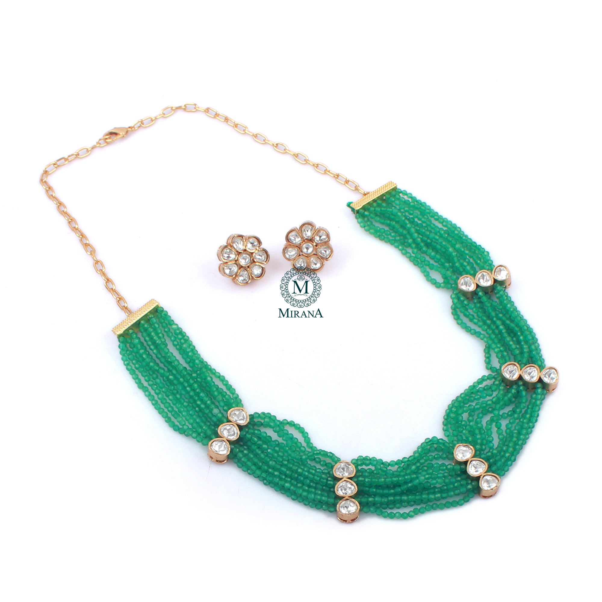 Saani Green Moissanite Designer Choker Set