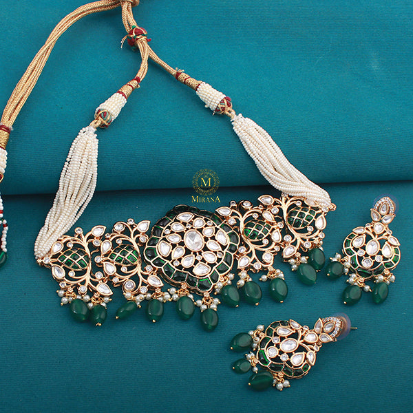 Sunidhi Emerald Green Polki Choker Set